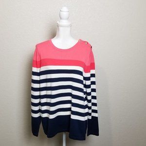Charter Club Long Sleeve Color Block Striped Top